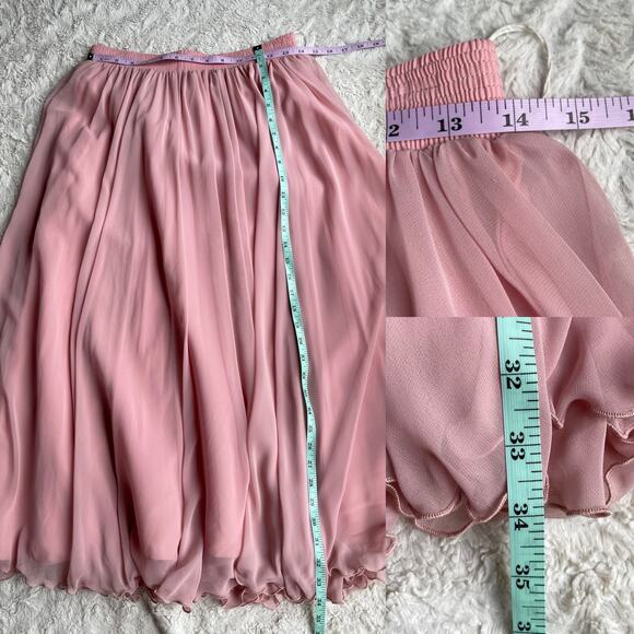 Vintage ballet pink chiffon maxi skirt full balletcore flowy nwt deadstock long - Picture 4 of 15